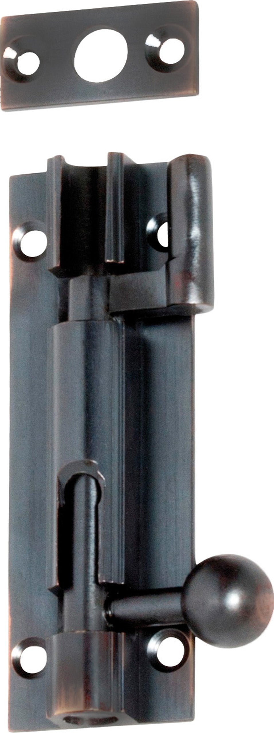 Barrel Bolt Offset Antique Copper L75xW25mm