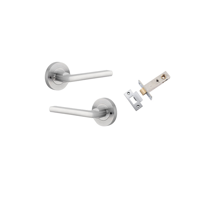 Baltimore Lever - Round Rose (Inbuilt Privacy) Brushed Chrome