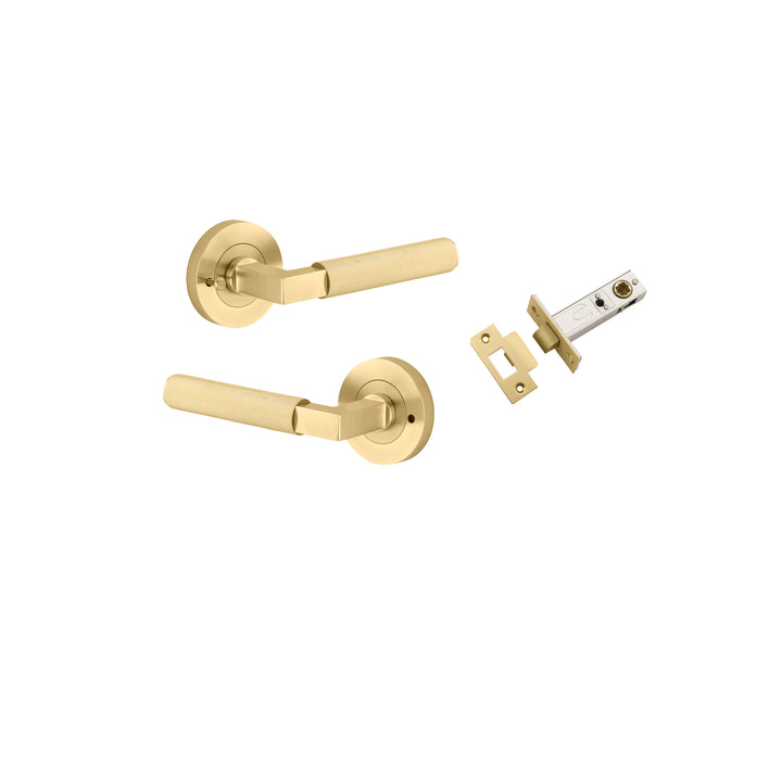 Brunswick Lever - Round Rose Privacy Kit (Inbuilt Privacy) Brushed Gold PVD