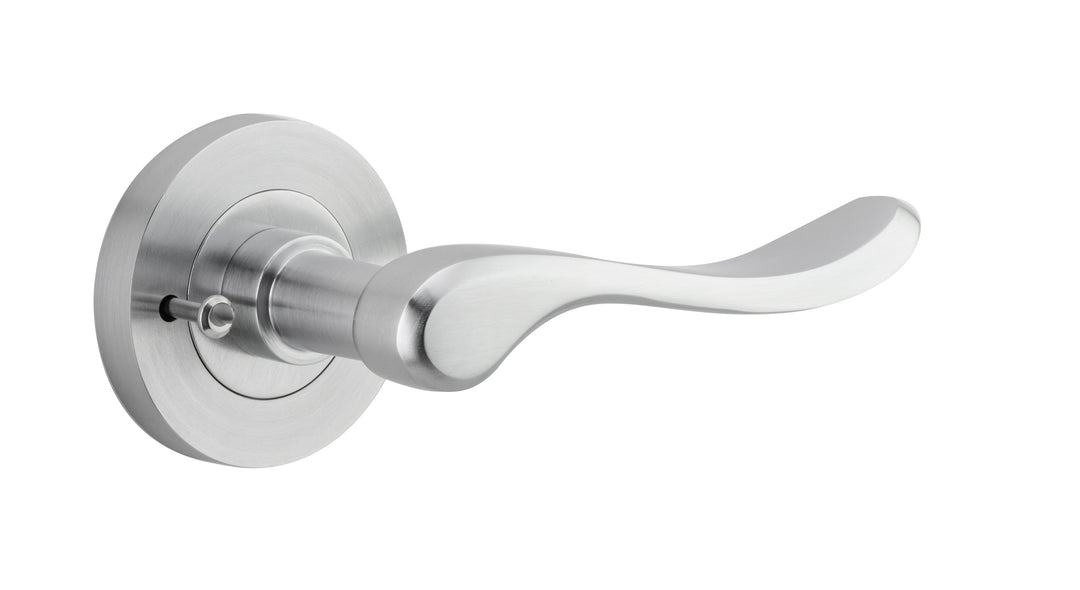 Stirling Lever - Round Rose (Inbuilt Privacy) Brushed Chrome