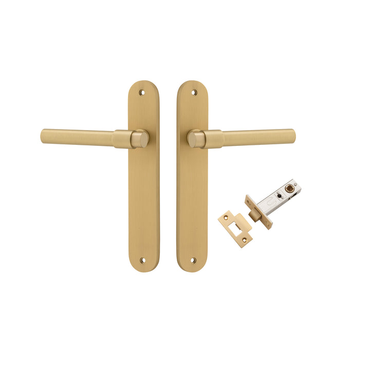 Helsinki Lever - Oval Backplate Passage Kit Brushed Gold PVD